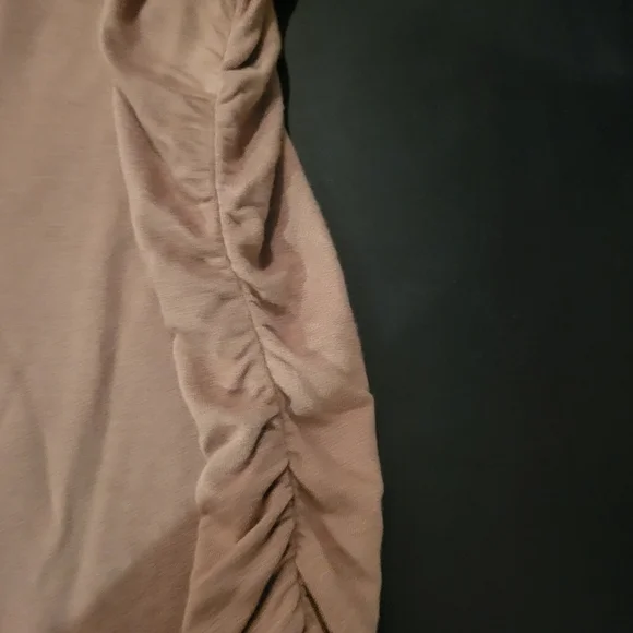 Chic Tan Ruched Mini Dress - Picture 4 of 5